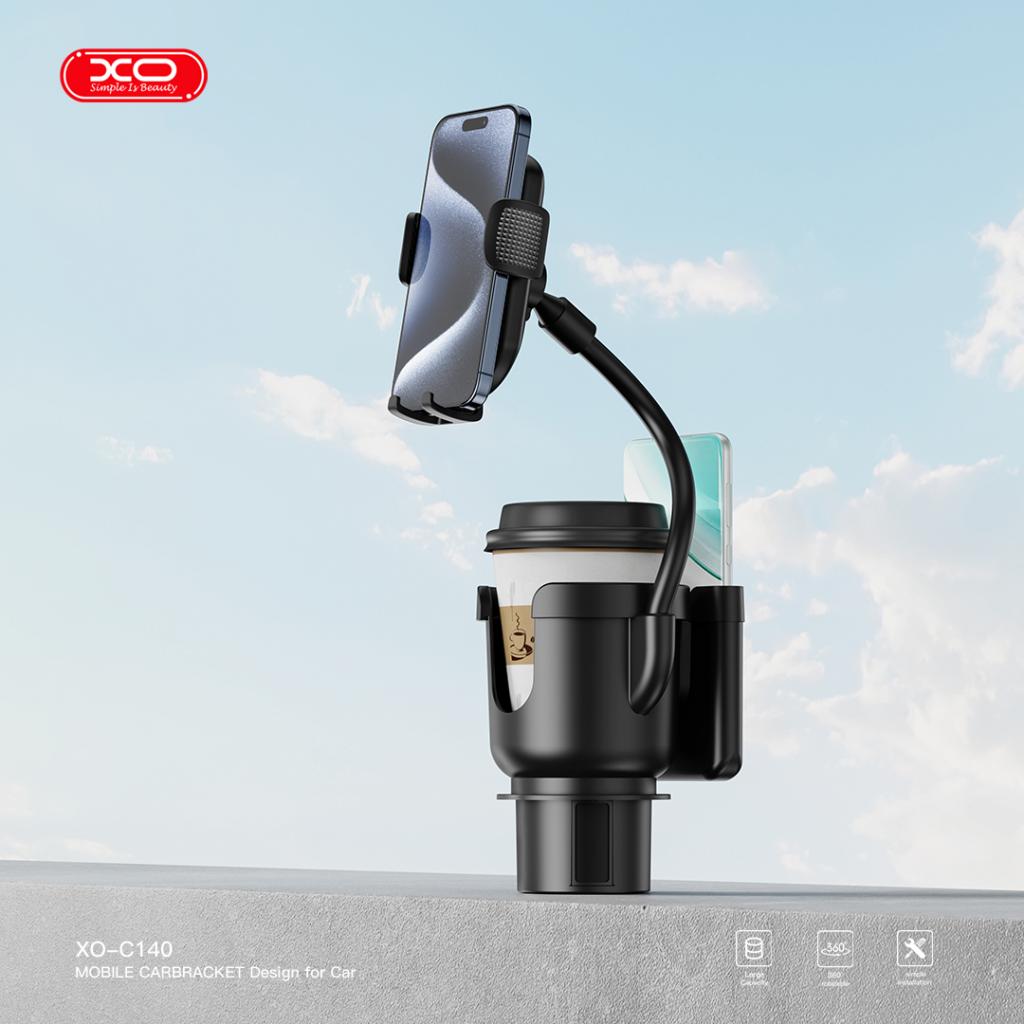 XO Холдер за прикрепяне с поставка за чаша, Car Cup /черен/ - C140 - Image 5