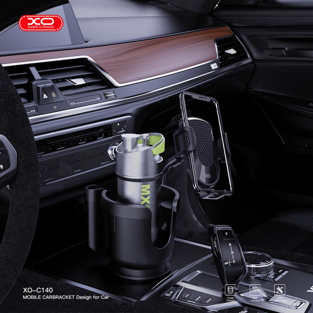 XO Холдер за прикрепяне с поставка за чаша, Car Cup /черен/ - C140 - Image 6