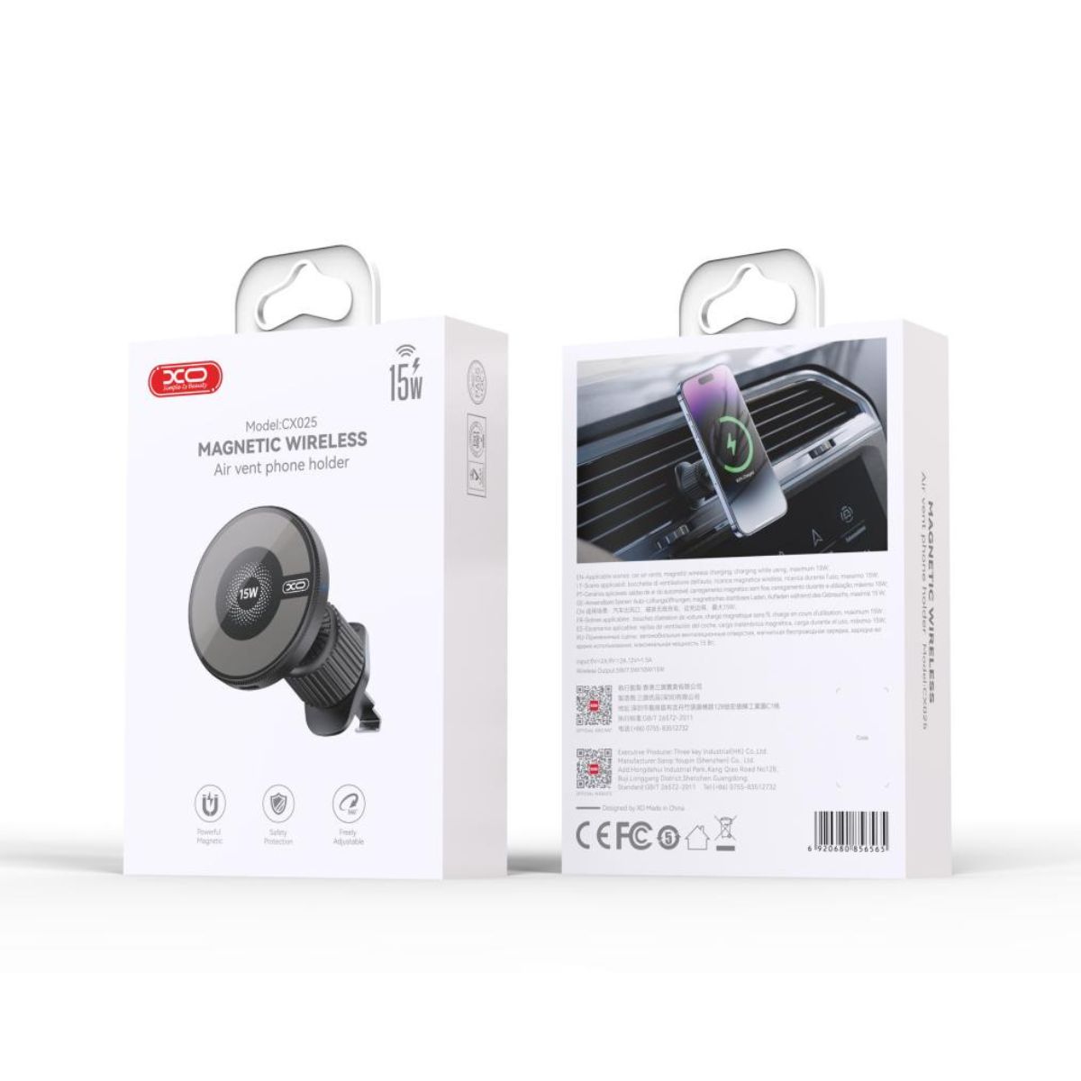 XO Холдер 15W Wireless за прикрепяне /черен/ - CX025 - Image 2