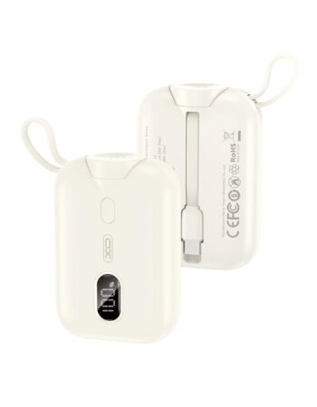 XO Power Bank 10000 mAh 20W, Wireless ЗУ за часовник +  вграден кабел: Type-C /бял/ - PR260