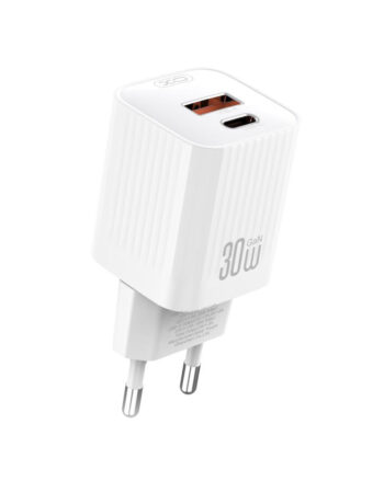 XO 220V 30W, USB-C + USB-A, бял - L149