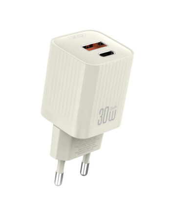 XO 220V 30W, USB-C + USB-A, бежов - L149