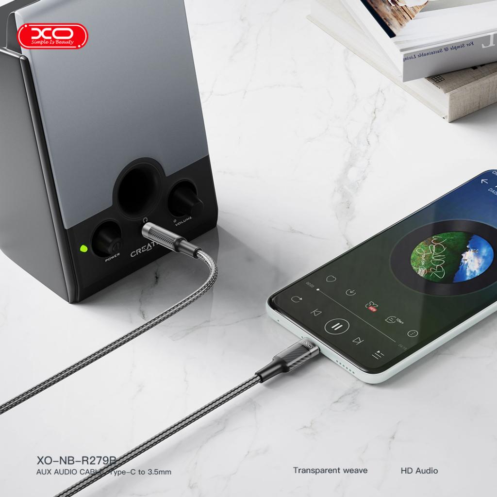 XO Преходник/адаптер Type-C - AUX, 1м, NB-R279B /черен/