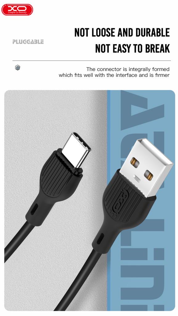 XO Кабел USB-A - Lightning, 1м, 2A, NB200 /черен/