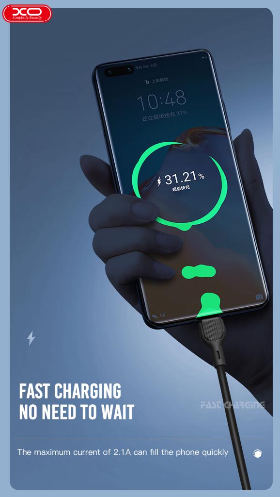 XO Кабел USB-A - Lightning, 1м, 2A, NB200 /черен/