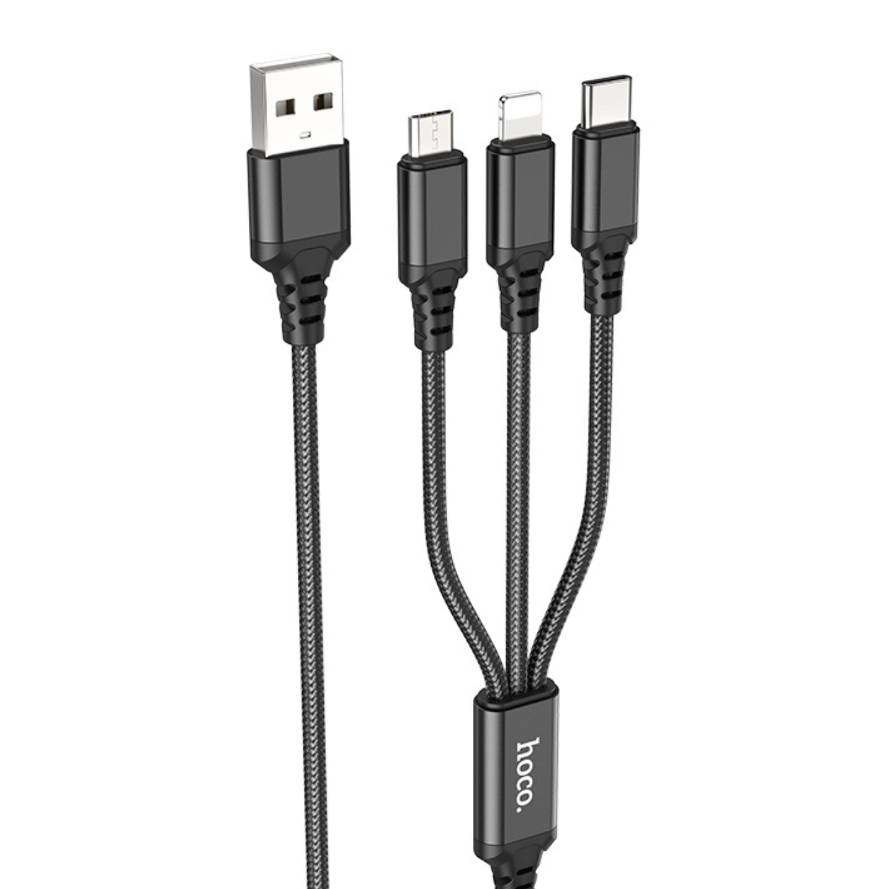 HOCO Кабел 3-в-1 - USB-A, 1м, 18W, 2.0A, Super charging /черен/ - X76
