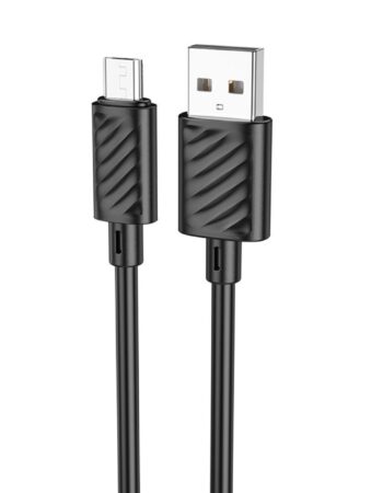 HOCO Кабел USB-A - Micro USB, 1м, 2.4A,  Gratified /черен/ - X88
