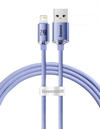 BASEUS Кабел USB-A - Lightning, 1.2м, 2.4A, Crystal Shine, CAJY000005 /лилав/