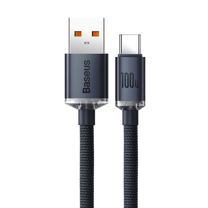 BASEUS Кабел USB-A - Type-C, 1.2m, 100W, Crystal Shine (CAJY000401) /черен/ - Image 3