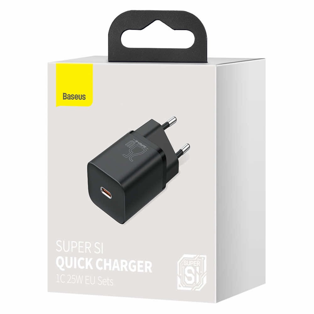 BASEUS 220V 25W, USB-C, Super Si, черно - CCSP020101