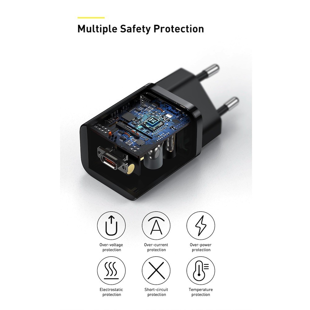 BASEUS 220V 25W, USB-C, Super Si, черно - CCSP020101
