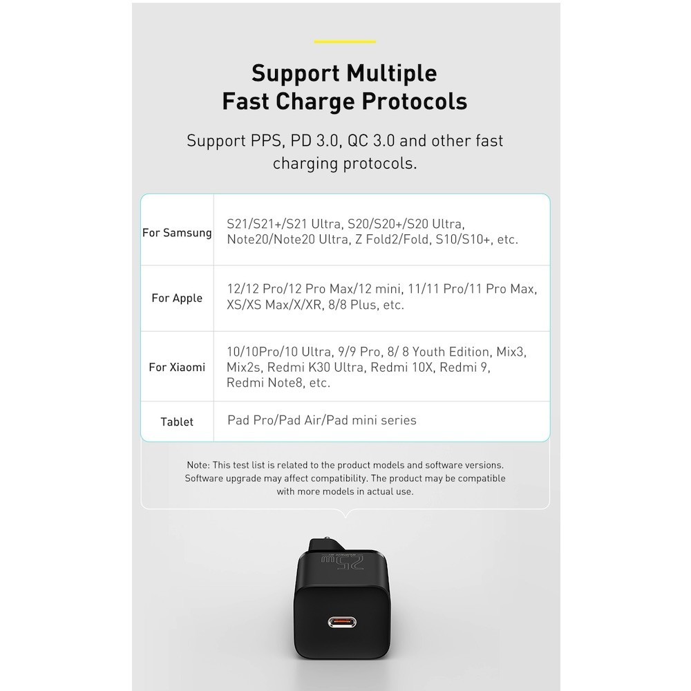 BASEUS 220V 25W, USB-C, Super Si, черно - CCSP020101