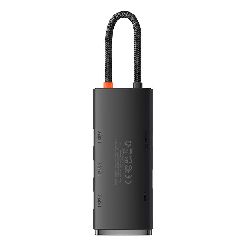 BASEUS Хъб 5-в-1 от Type-C към 3xUSB3.0, USB-C (PD) 100W, HDMI, Lite S. /черен/ - WKQX040001