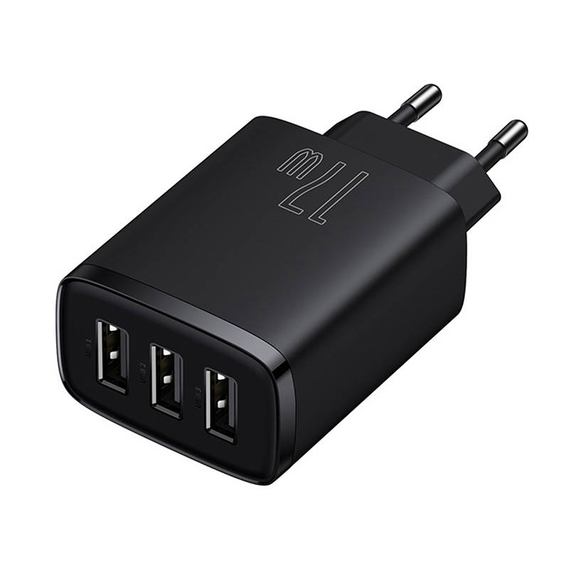 BASEUS 220V 17W, 3xUSB-A, Compact Series, черен - CCXJ020101 - Image 3