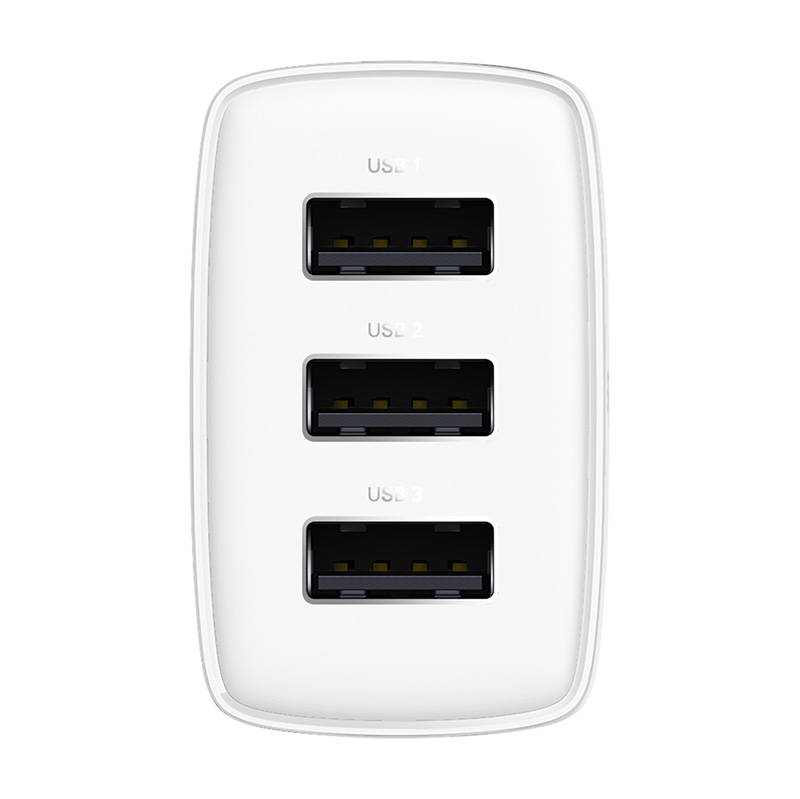 BASEUS 220V 17W, 3xUSB-A, Compact Series, бял - CCXJ020102