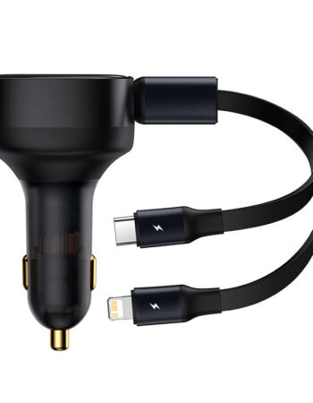 BASEUS 12V 30W, кабел Type-C + Lightning, Enjoyment, черен - CGTX000001