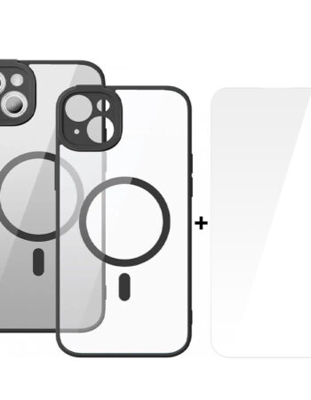 BASEUS Калъф + Стъклен протектор Frame MagSafe Apple iPhone 14 Plus /черен/