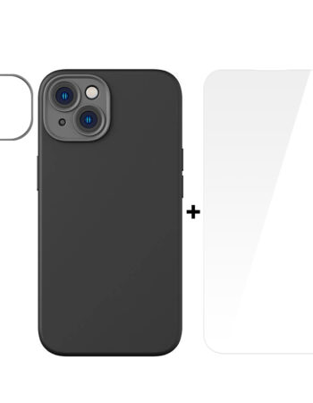 BASEUS Калъф + Стъклен протектор Liquid Gel MagSafe Apple iPhone 14 /черен/