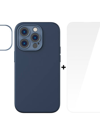 BASEUS Калъф + Стъклен протектор Liquid Gel Apple iPhone 14 Pro /син/
