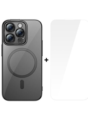 BASEUS Калъф + Стъклен протектор Glitter MagSafe Apple iPhone 14 Pro /черен/