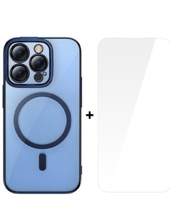 BASEUS Калъф + Стъклен протектор Glitter MagSafe Apple iPhone 14 Pro /син/
