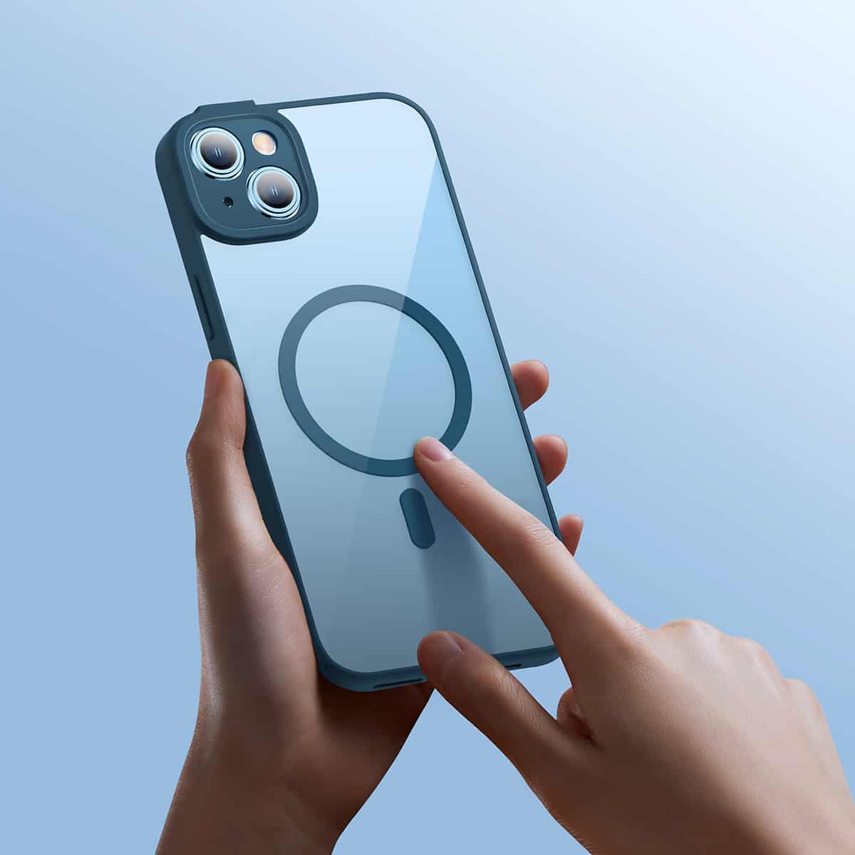BASEUS Калъф + Стъклен протектор Frame MagSafe Apple iPhone 14 Pro /син/ - Image 5