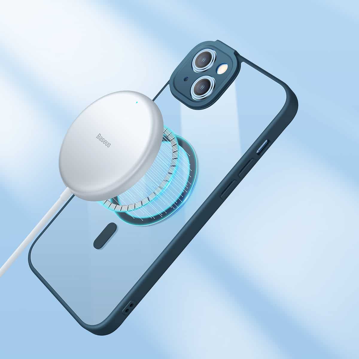 BASEUS Калъф + Стъклен протектор Frame MagSafe Apple iPhone 14 Pro /син/ - Image 6