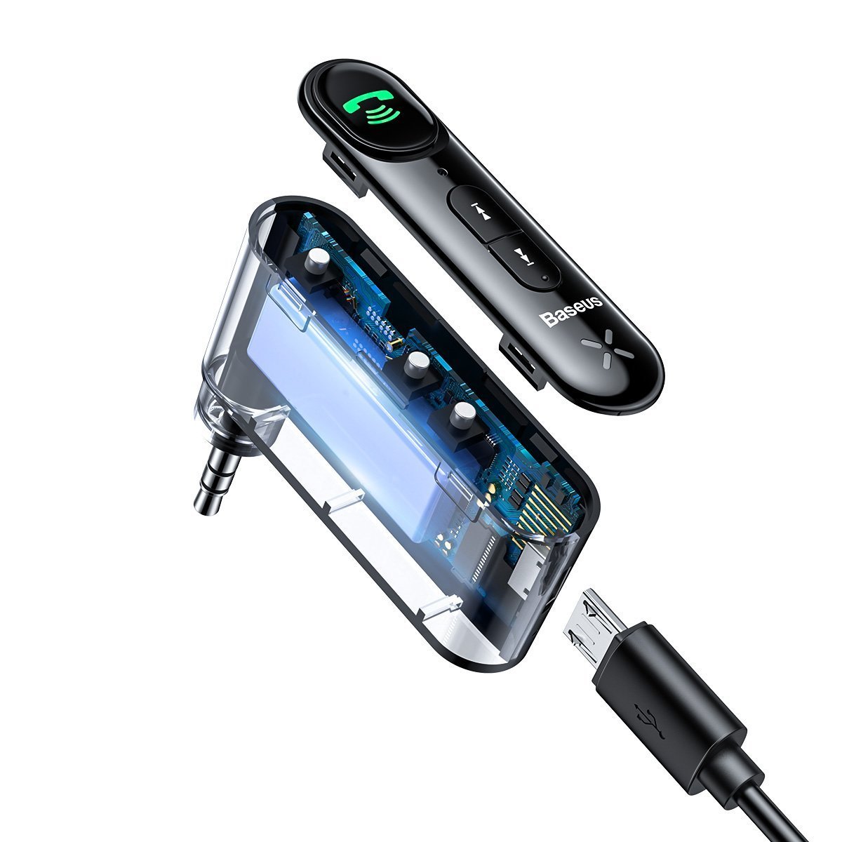 BASEUS AUX - Bluetooth приемник Audio adapter, WXQY010001 /черен/