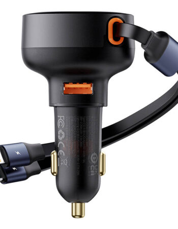 BASEUS 12V 60W, USB-A, кабел Type-C + Lightning, Enjoyment, черен - C00057802111-02