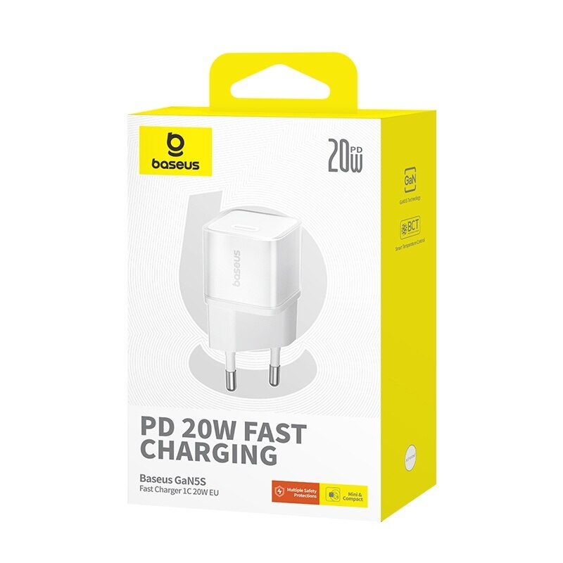 BASEUS 220V 20W, USB-C, GaN5s /бяло/ - P10162503213-00