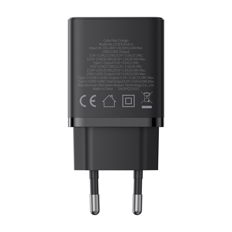 BASEUS 220V 30W, 2xUSB-A + USB-C, Cube GaN5 /черен/ - P10111402113-00