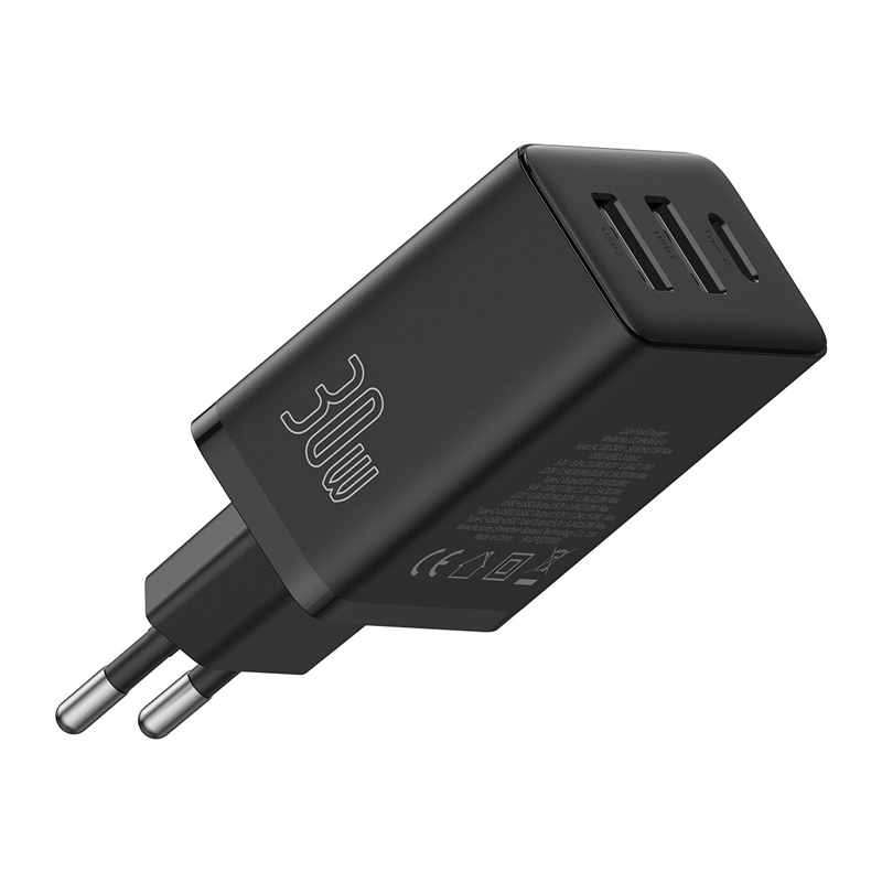 BASEUS 220V 30W, 2xUSB-A + USB-C, Cube GaN5 /черен/ - P10111402113-00