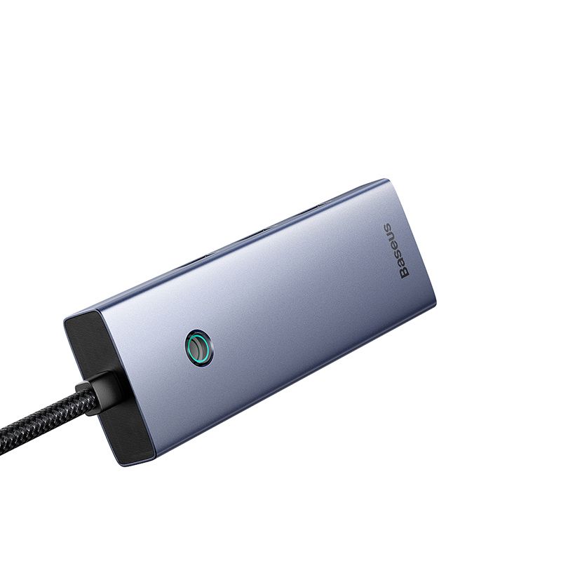 BASEUS Хъб 4-в-1 от USB-A към 3xUSB3.0, USB-C, RJ45 UltraJoy /сив/ - B0005280B811-12