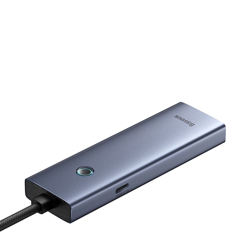 BASEUS Хъб 4-в-1 от USB-A към 3xUSB3.0, USB-C, RJ45 UltraJoy /сив/ - B0005280B811-12