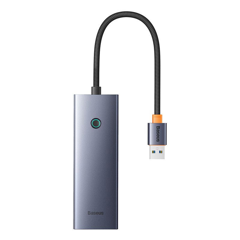 BASEUS Хъб 4-в-1 от USB-A към 3xUSB3.0, USB-C, RJ45 UltraJoy /сив/ - B0005280B811-12