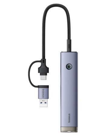 BASEUS Хъб 4-в-1 от Type-C/USB-A към 3xUSB3.0, USB2.0, USB-C, RJ45 UltraJoy /сив/ - B0005280B811-14