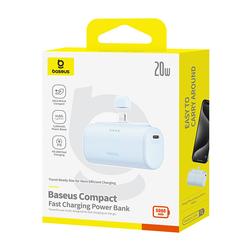 BASEUS Power Bank 5000 mAh 20W Lightning + USB-C /син/ - P10068307313-00