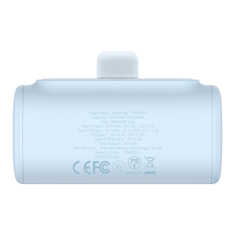 BASEUS Power Bank 5000 mAh 20W Lightning + USB-C /син/ - P10068307313-00