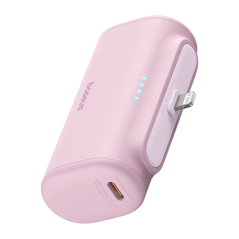 BASEUS Power Bank 5000 mAh 20W Lightning + USB-C /розов/ - P10068307413-00