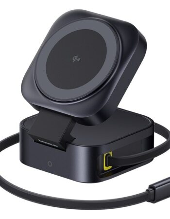 BASEUS Холдер + Charging station PicoGo Qi2 + вграден кабел C + кабел C-C за бюро /черен/ - P10276800123-00