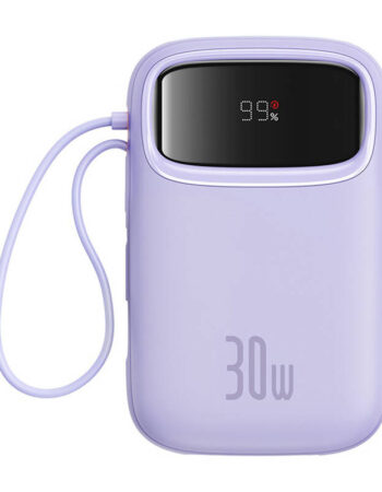 BASEUS Power Bank 10000 mAh, 30W + вградени кабели 2C, Qpow 2 /лилав/ -P10055008513-00