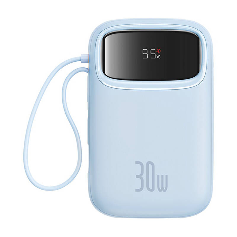 BASEUS Power Bank 20000 mAh, 30W + вградени кабели 2C, Qpow 2 /син/ - P10055009313-00