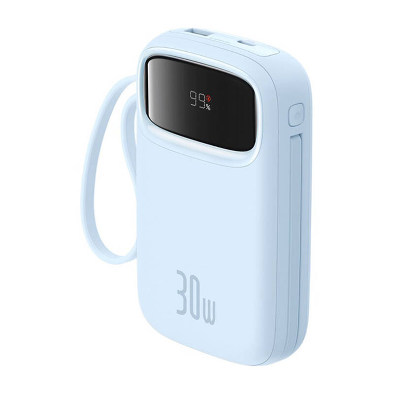 BASEUS Power Bank 20000 mAh, 30W + вградени кабели 2C, Qpow 2 /син/ - P10055009313-00