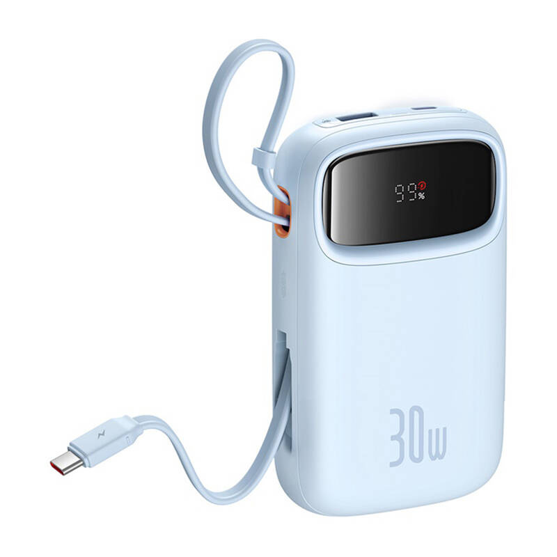 BASEUS Power Bank 20000 mAh, 30W + вградени кабели 2C, Qpow 2 /син/ - P10055009313-00