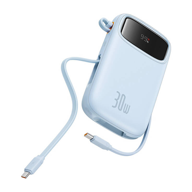 BASEUS Power Bank 20000 mAh, 30W + вградени кабели 2C, Qpow 2 /син/ - P10055009313-00