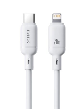 BASEUS Кабел USB-C - Lightning, 1м, 20W, Silky Series /бял/ - P10377700213-00