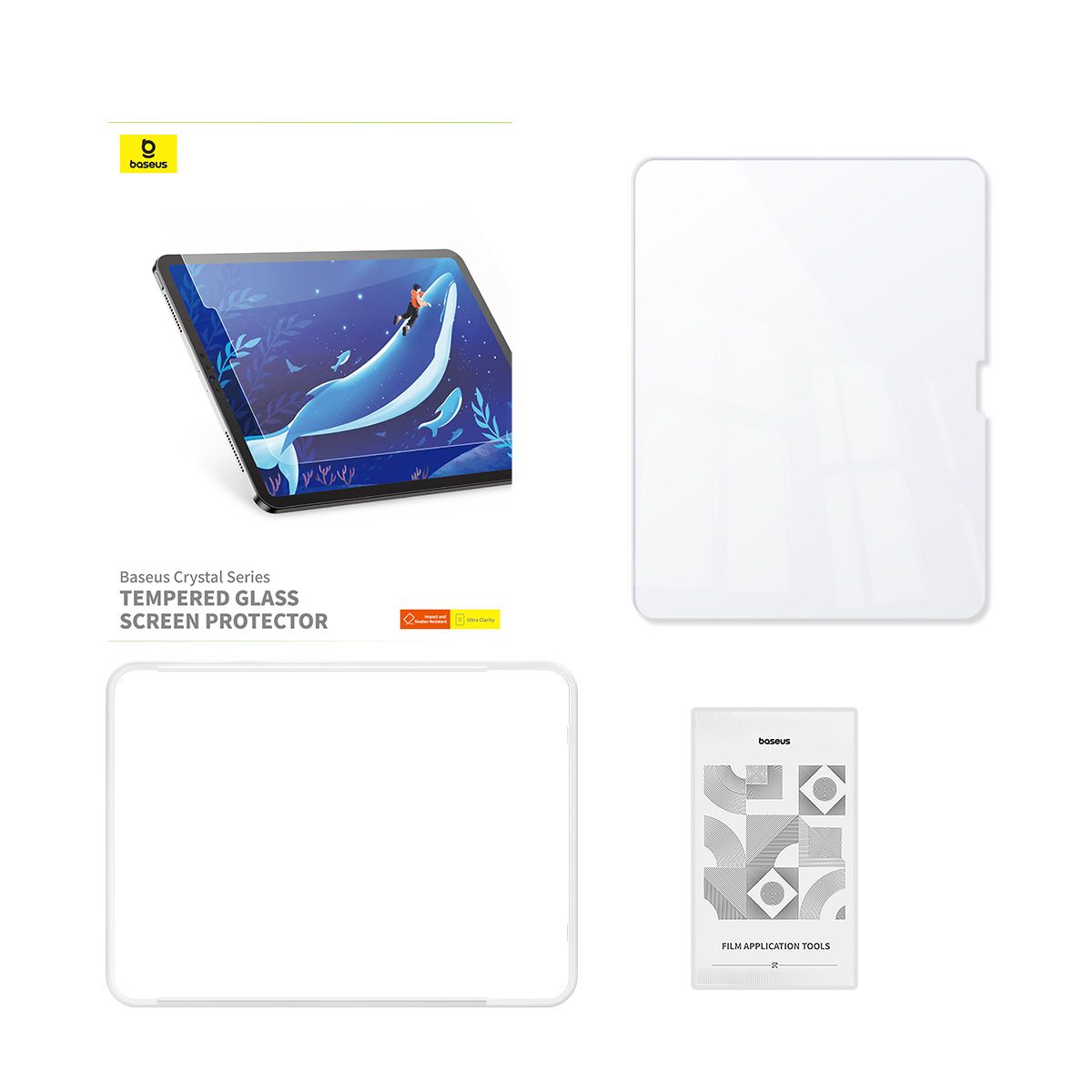 BASEUS Tempered Glass Crystal Series HD iPad Air 13inch /2024/2025/, Easy-fix - P40012002201-03
