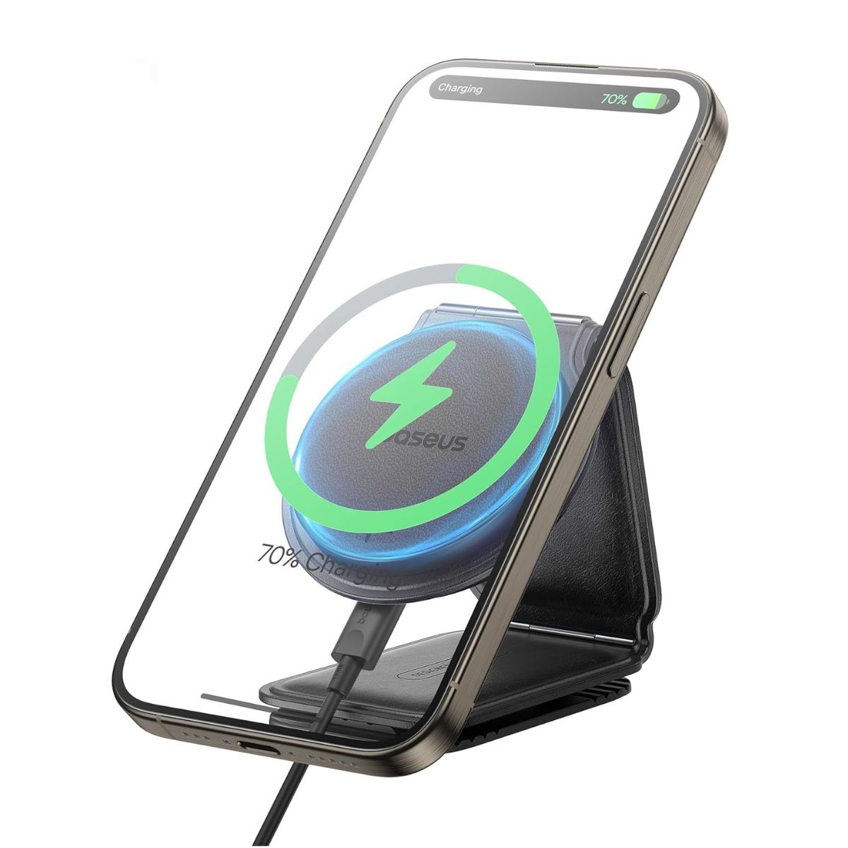 BASEUS Холдер с лепяща основа, Wireless 15W, PrimeTrip C02 Prime Qi2 Foldable magnetic, /черен/ - C40169003111-00 - Image 3
