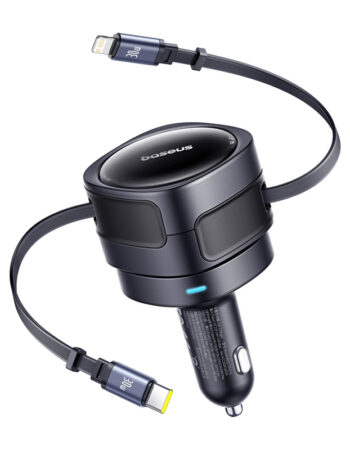 BASEUS 12V 60W, кабел Type-C + Lightning, Enjoyment Max, черен - C00035507121-00
