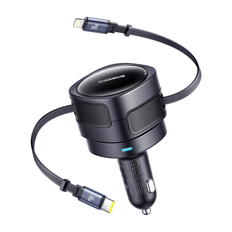 BASEUS 12V 60W, кабел Type-C + Lightning, Enjoyment Max, черен - C00035507121-00
